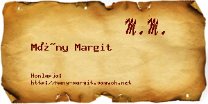 Mány Margit névjegykártya