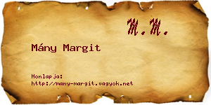 Mány Margit névjegykártya